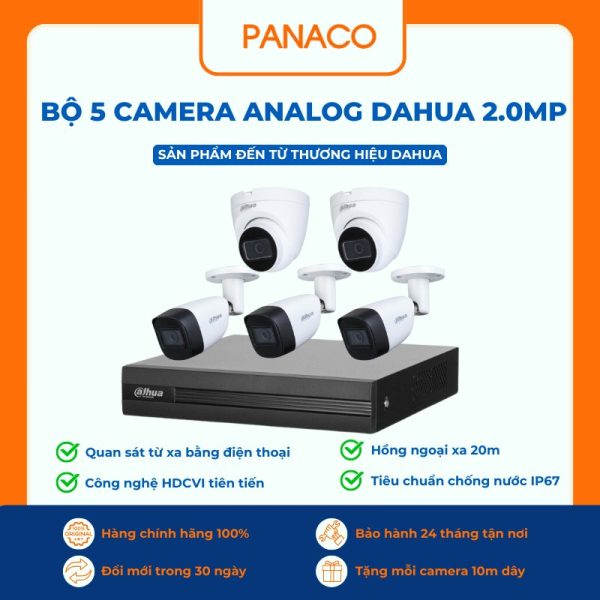 Trọn bộ 5 mắt camera Dahua 2.0MP
