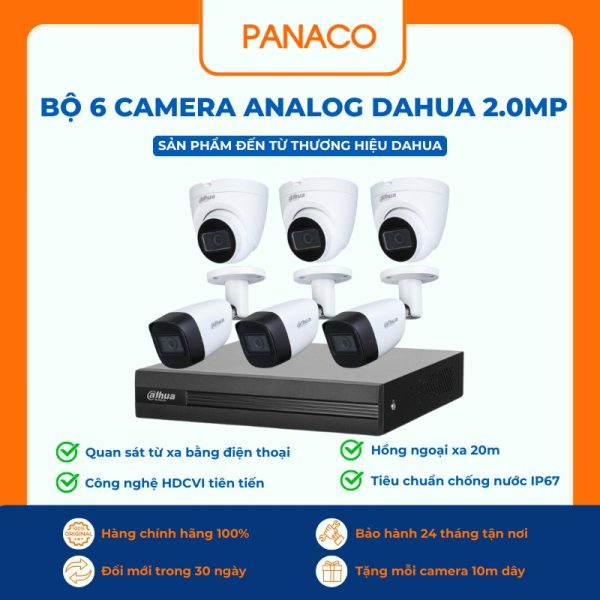 Trọn bộ 6 camera Dahua 2MP
