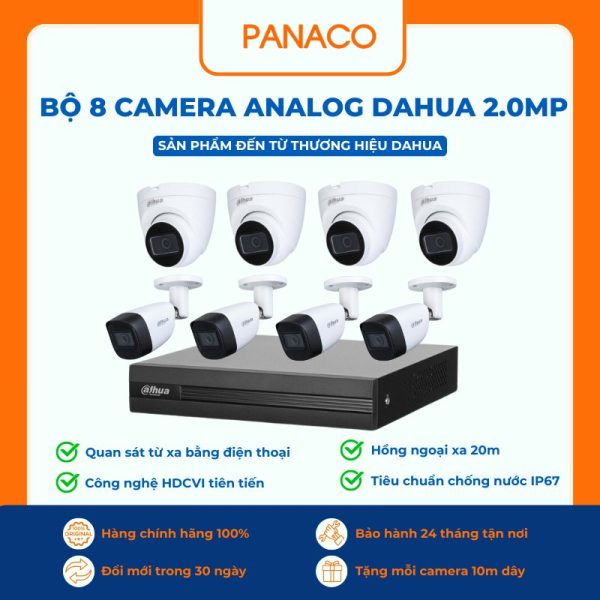 Trọn bộ 8 camera Dahua 2MP
