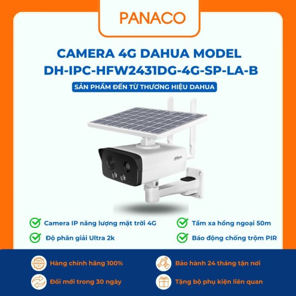 Camera 4G Dahua model DH-IPC-HFW2431DG-4G-SP-LA-B