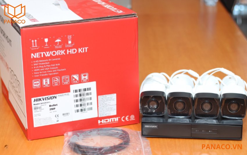 Full hộp bộ kit wifi 4 camera IP HD1080P hikvision NK42E0H-L