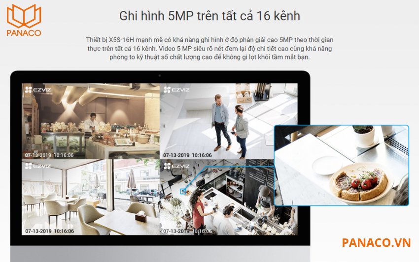 Kết nối lên đến 16 camera với độ phân giải 5MP