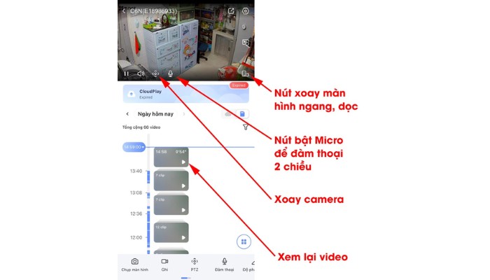 Điều chỉnh các nút điều khiển trên app