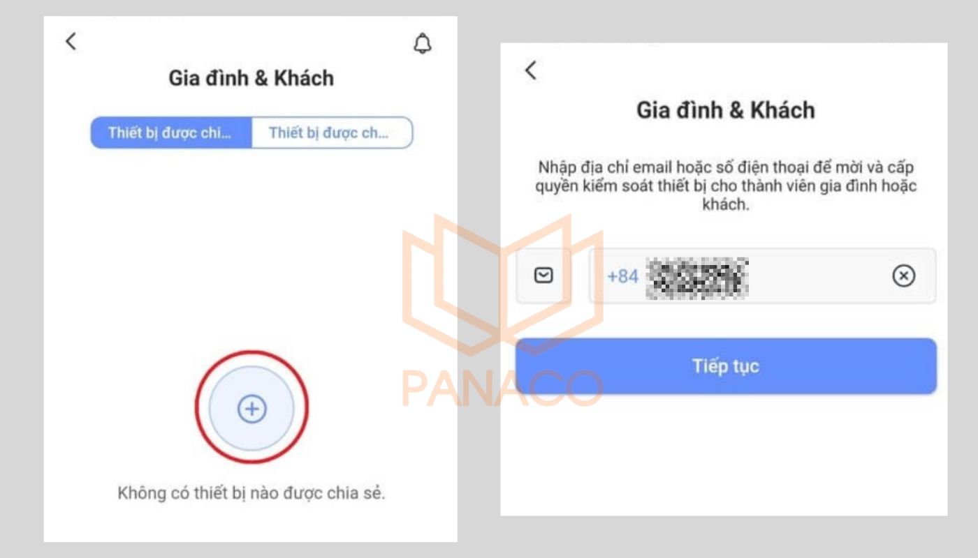 Tùy chọn thêm số điện thoại muốn chia sẻ kết nối camera Ezviz