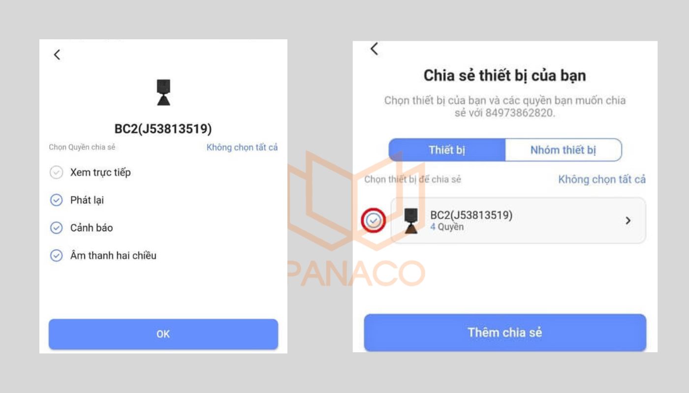 Tùy chọn các tính năng khi cài đặt camera Ezviz và hoàn tất chia sẻ