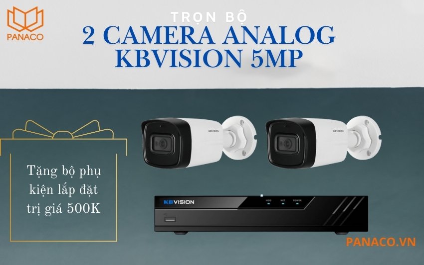 Bộ 2 camera Analog 5.0MP Kbvision