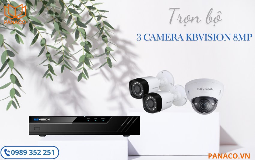 Bộ 3 camera Analog 8.0MP Kbvision