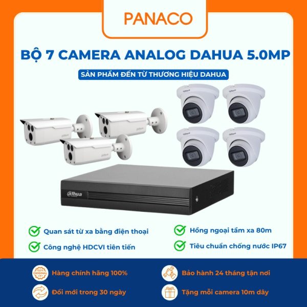Trọn bộ 7 camera Dahua 5MP Analog
