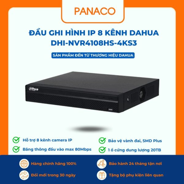 Đầu ghi hình IP 8 kênh dahua DHI-NVR4108HS-4KS3