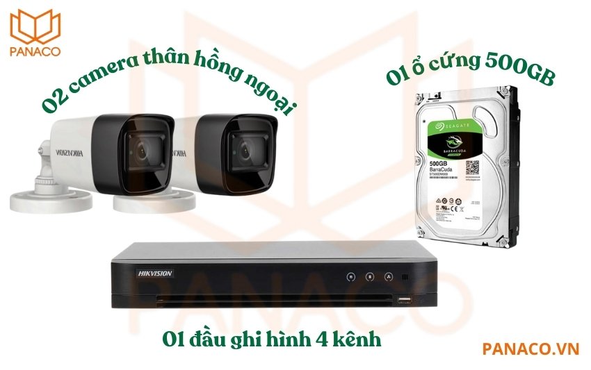 Trọn bộ 2 camera analog hikvision