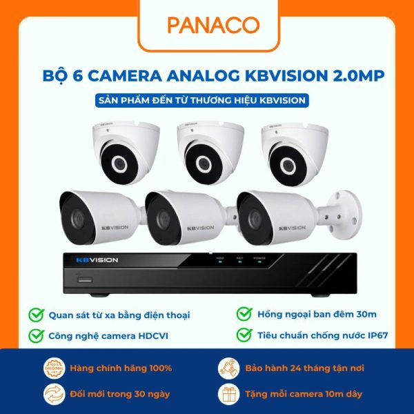 Bộ 6 Camera Analog KBVISION 2MP