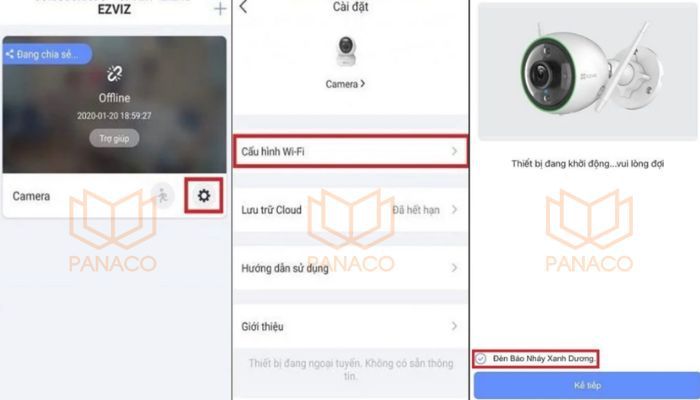 Khởi động ứng dụng Ezviz Camera và chọn cấu hình wifi phù hợp
