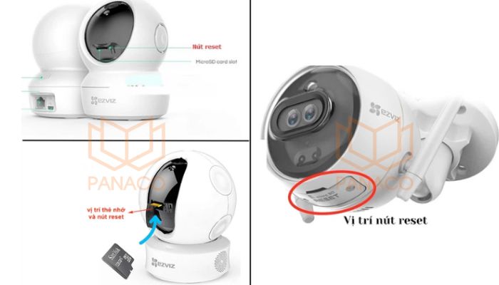 Tìm vị trí của nút reset trên camera Ezivz