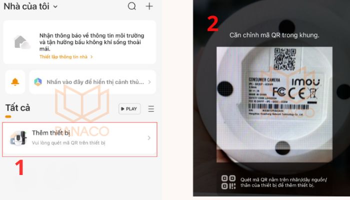 Kiểm tra mã QR được in dưới đáy thiết bị 