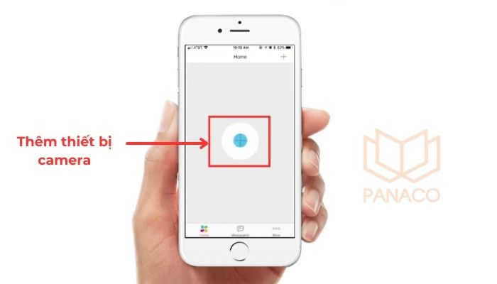 Nhấn vào nút “+” trên trang chủ để tiến hành thêm lại thiết bị camera.