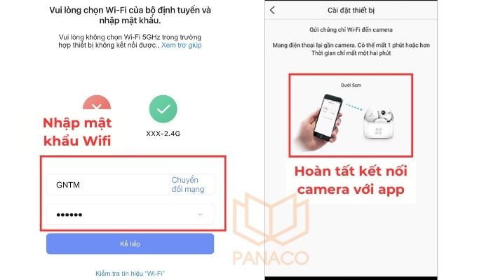 Tiến hành nhập chính xác mật khẩu Wifi để hoàn thành việc kết nối app Ezviz