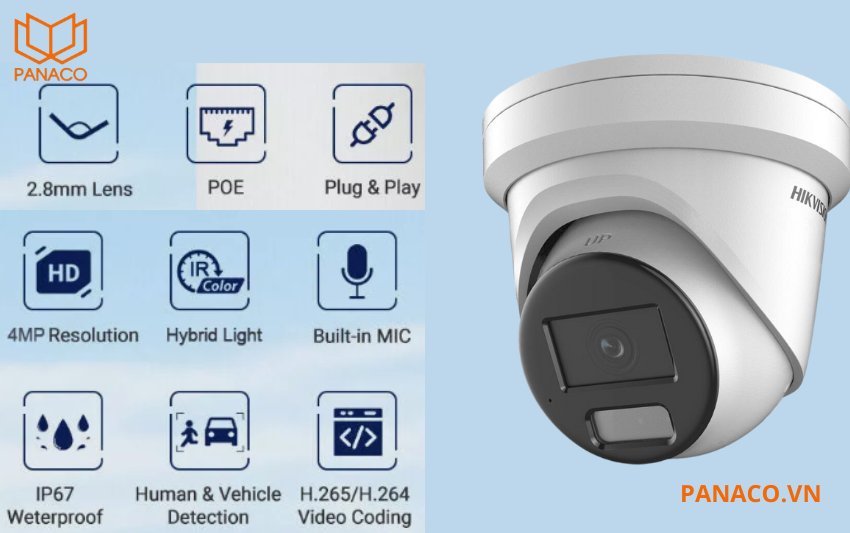 Camera IP Hikvision Full Color 4MP DS-2CD2347G2H-LIU