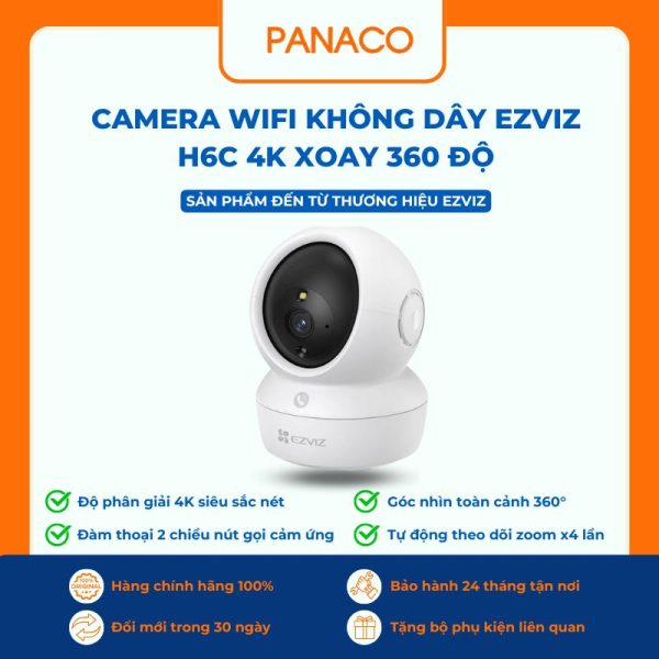 Camera wifi không dây Ezviz H6C 4K xoay 360 độ
