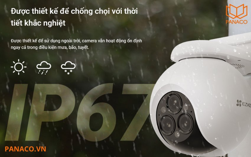 Camera Ezviz H80F Multi 2K+ đạt chuẩn chống nước, chống bụi IP67