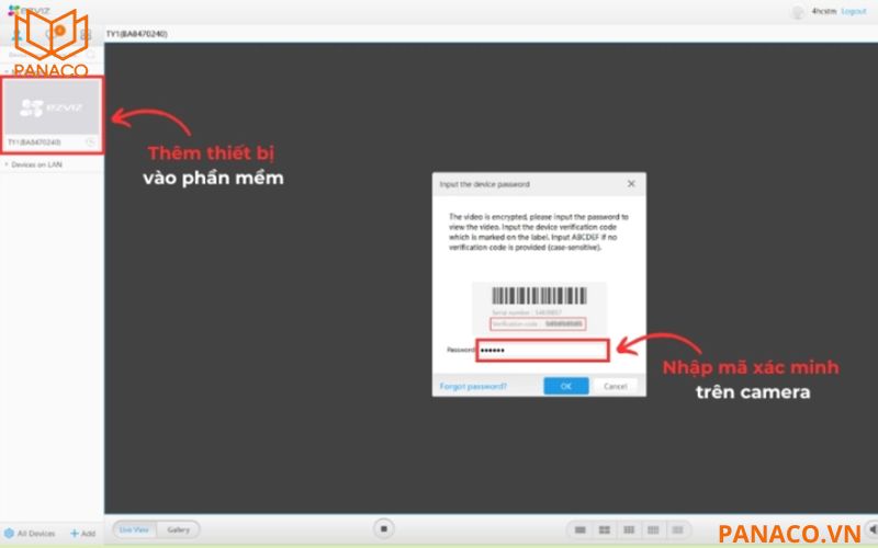 Kết nối camera Ezviz vào phần mềm trên máy tính