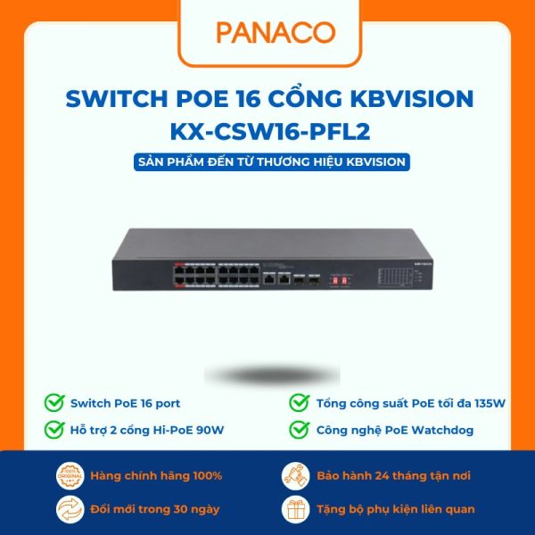 Switch POE 16 cổng KBVISION KX-CSW16-PFL2