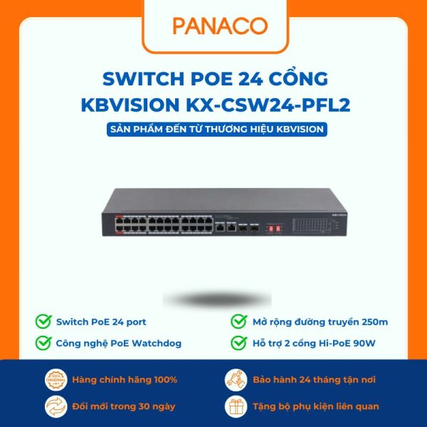 Switch POE 24 cổng KBVISION KX-CSW24-PFL2