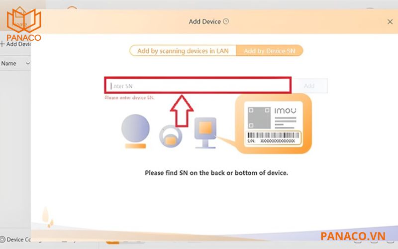 Thêm camera imou vào máy tính bằng mã SN (Serial Number)