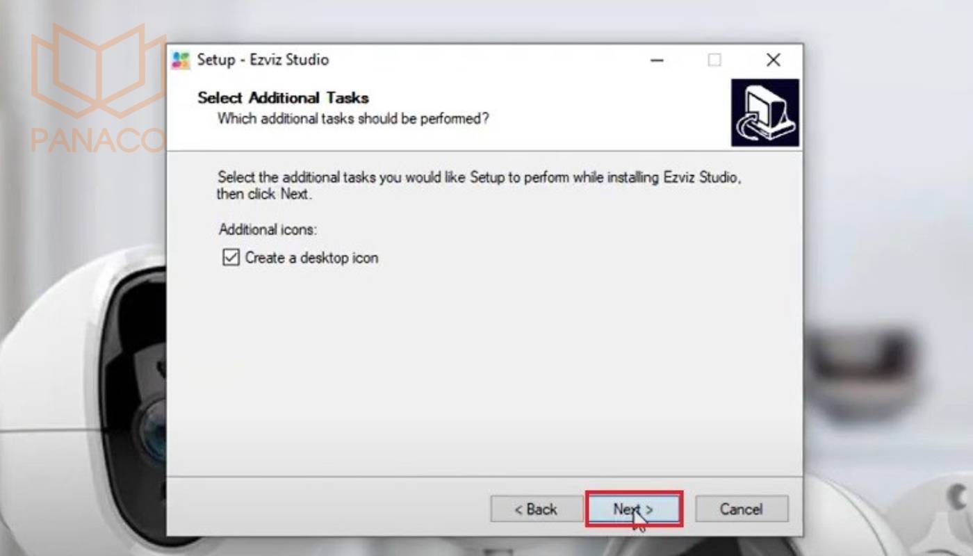 Bước 3: Chọn tác vụ bổ sung trong khi cài đặt Ezviz Studio. Sau đó nhấn “Next”