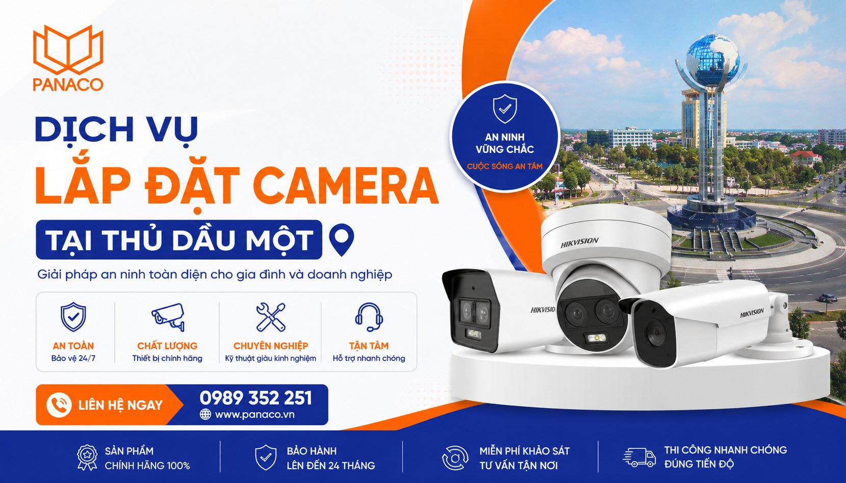 Đặt lịch lắp đặt camera Thủ Dầu Một tại PANACO