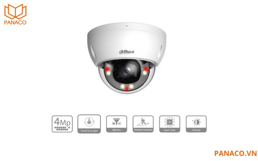 Camera IP Dome 4MP Dahua DH-IPC-HDBW2449E-S-IL