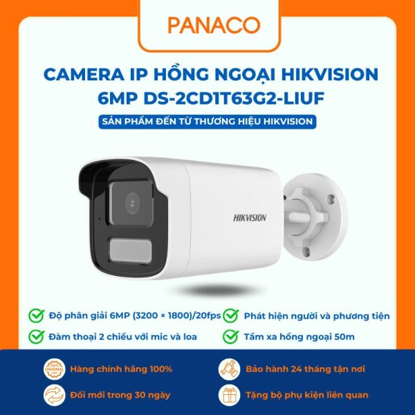 Camera IP 6MP Hikvision DS-2CD1T63G2-LIUF