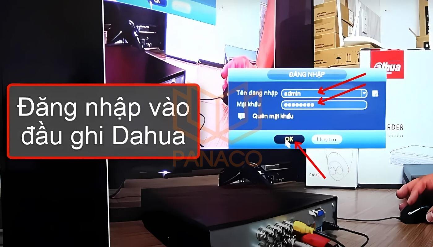 Đăng nhập vào đầu ghi camera Dahua bằng tài khoản đã đăng ký trước đó