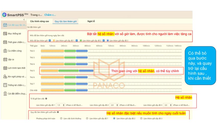 Cài đặt quy tắc làm thêm giờ, hệ số nhân Cài đặt quy tắc làm thêm giờ, hệ số nhân