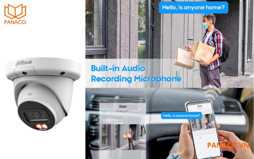 DH-IPC-HDW3649QMP-S-IL được tích hợp micro, hỗ trợ thu âm thanh trong khu vực giám sát