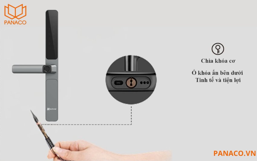 Khe cắm chìa khóa cơ dùng để mở khóa DL06 Pro