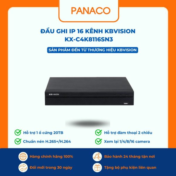 Đầu ghi IP 16 kênh Kbvision KX-C4K8116SN3
