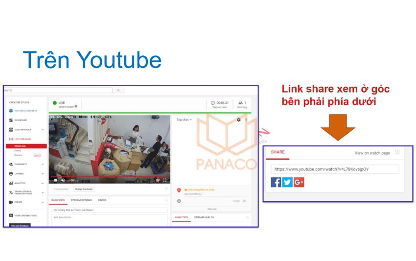 Livestream camera trên Youtube