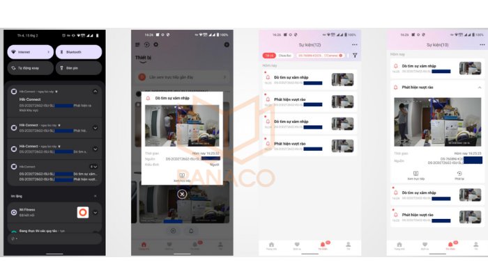 Kết quả sau quá trình cài đặt thông báo trên App Hik-connect