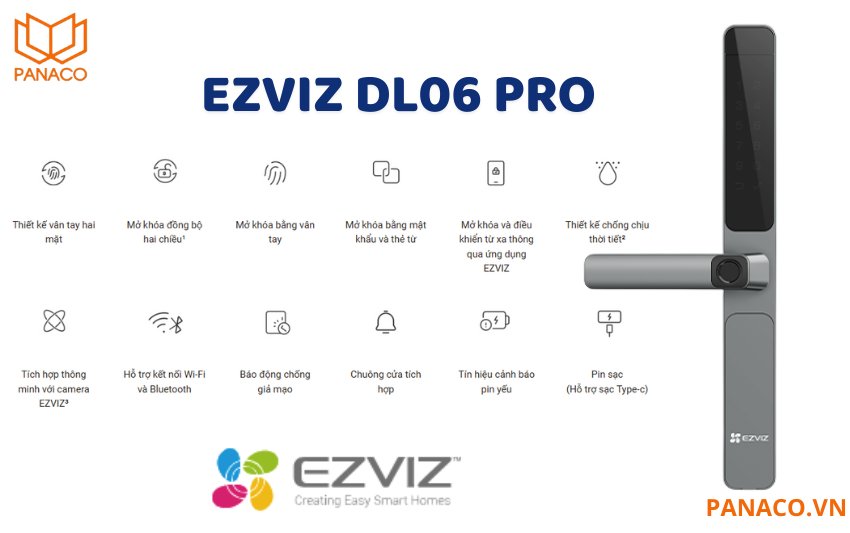 Khóa cửa nhận diện vân tay cao cấp EZVIZ DL06 Pro