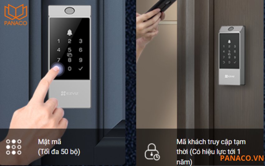 Khóa cửa vân tay thông minh Ezviz DL04 Pro hỗ trợ mỗi người trong nhà có thể có một mật khẩu riêng, và tổng cộng bạn có thể lưu tới 50 nhóm mật khẩu khác nhau