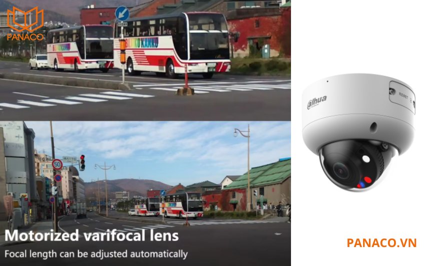 DH-IPC-HDBW3449R1-ZAS-PV có ống kính motorized với tiêu cự thay đổi từ 2.7mm đến 13.5mm giúp zoom xa nhìn rõ nét hình ảnh