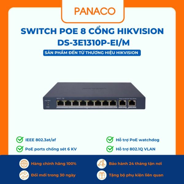 Switch PoE 8 cổng hikvision DS-3E1310P-EI/M
