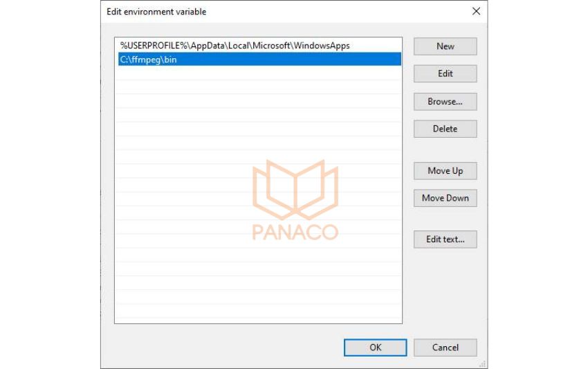 Cài đặt phần mềm FFmpeg C:\ffmpeg\bin