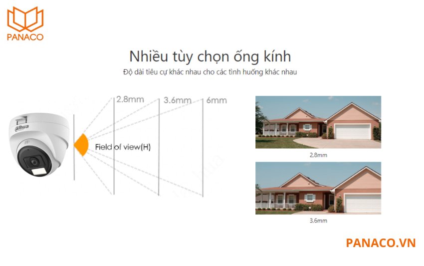 Camera 2.0 Dahua DH-HAC-T1A21P-U-IL-A được trang bị ống kính cố định 3.6mm