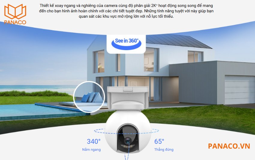 Camera Ezviz HB8 2K+ quay quét toàn cảnh thông minh với khả năng xoay linh hoạt