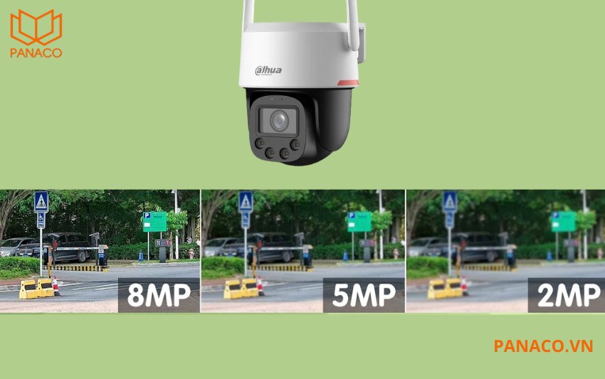 Camera DH-P8F-PV được trang bị độ phân giải lên đến 8MP siêu nét so với 5MP và 2MP