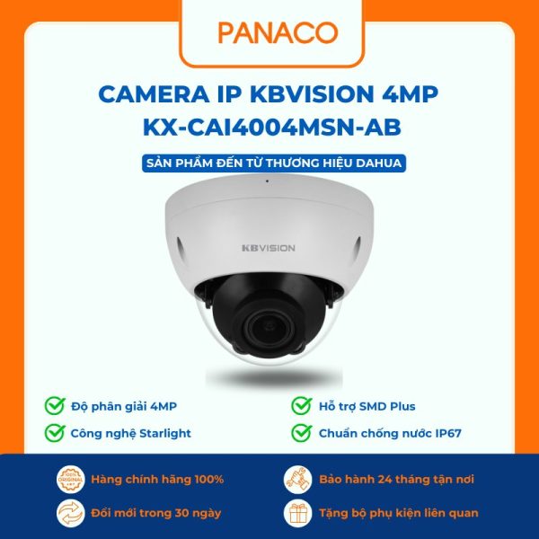 Camera IP Kbvision 4MP KX-CAi4004MSN-AB