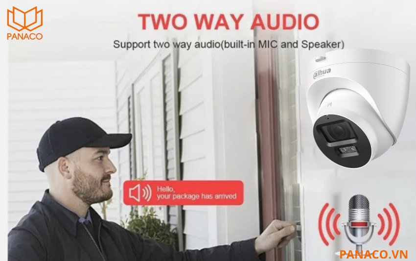 DH-IPC-HDW2449T-S-PV là camera đàm thoại 2 chiều được tích hợp sẵn micro và loa
