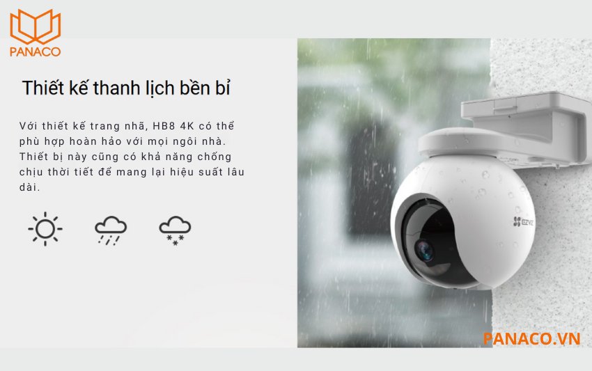HB8 4K được thiết kế chống nước và bụi theo chuẩn IP66