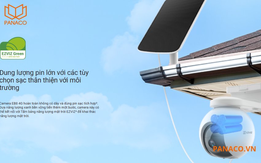 Camera hỗ trợ viên pin dung lượng lên tới 10.400 mAh, hoạt động đến vài tháng ở chế độ tiết kiệm mà không cần sạc lại